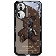 เคส OPPO Reno 11 10 Pro 5G เคส OPPO Reno 11 10 5G เคส OPPO Reno 11F เคส OPPO A60 พร้อมฝาปิดเลนส์ตัวปกป้องกล้องถ่ายรูปเคสโทรศัพท์กระจกเหลวกันกระแทกกระเป๋าหมีหมีแฟชั่นสตรีท2024สำหรับผู้หญิง