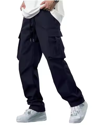 Men's Workwear Sports Sports Pants Sports Street Casual Wear Loose Drawstring Pants Men's Multi-Pock