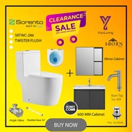 Sorento & Mocha Italy- ONE PCS RIMLESS TOILET BOWL & 5 IN 1 BASIN CABINET (MWC7602) ALL IN ONE FOR B
