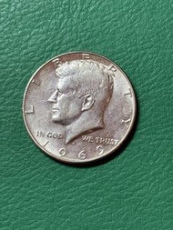 靚狀態1969甘迺迪US$0.5銀幣含有40%白銀/1969 Kennedy Half Dollar Silver Coin 40% of silver