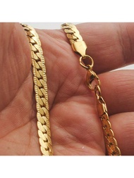 1 Piece Of 7mm Wide/0.27 Inch * 60cm Long/23.62 Inch Fashionable Plated 24 Gold Stainless Steel Men'