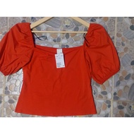 T506(H39) S5 Orange Princess Sleeve Shirt Square Neck Hm Brand Suitable For Walking To A Cafe Bust: 