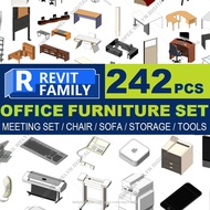 Autodesk | Revit 2025 | 242 Office Equipment set Revit Family Files MATERIALS for Architectural Desi