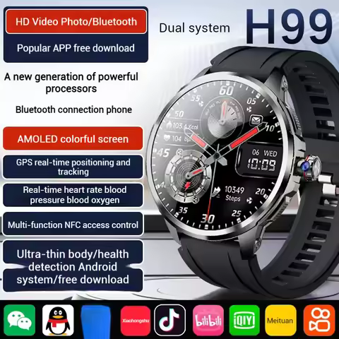 H99 Cellular 4G/5G SIM Card Version Smartwatch 1.95'' AMOLED Whatsapp TikTok 256G ROM Play Store sma