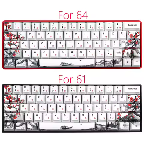 Plum Blossom Theme Keycaps German French Spain ISO Dye Sub Keycap For 61/64/68/84/TKL87 GMMK Pro AZE