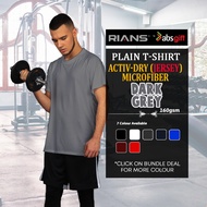 RIANS MICROFIBER - GREY Plain Round Neck SHORT SLEEVE T-Shirt 160gsm (Men / Women) [READY STOCK]