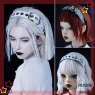 HUISHU PU Leather Headband, Leather Buckle Handmade Gothic Tiaras, Edgy Accessories Gothic Style Pun