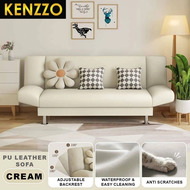 KENZZO Hayes PU Leather Sofa Bed / Foldable PVC Leather Sofa Bed Katil / Foldable sofa bed / 2 Seate