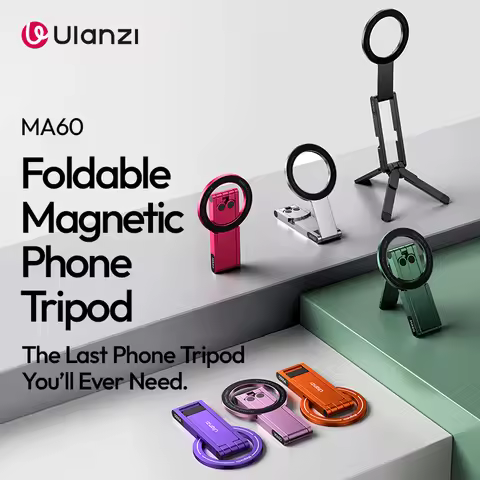 Ulanzi MA60 Foldable Magnetic Phone Tripod 0.8cm Ultra-Slim for iPhone 16 15 Dual-Sided Magnetic Hol