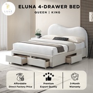 LUXE: Eluna 4 Drawer Queen Storage Bed Frame | 4 Laci Katil Queen | King Storage Drawer Bed Frame