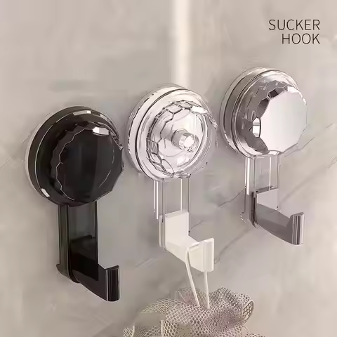 Black Vacuum Hooks Powerful Suction Cup Reusable Storage Hook Heavy Duty Bathroom Kitchen Hanger Tra