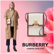 可無卡分期3-12期0利率🇬🇧Burberry Robin 手機包 米白/棕 編織棉麻布皮革材質