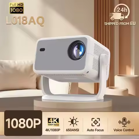 4K 650ANSI L018AQ Native Outdoor Portable Projector 1080P Auto Focus Keystone Correction BT5.2 Andro