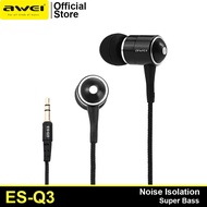 Awei ES-Q3 1.2m Wired Earphone Super Bass Noise Isolation For Smartphones Tablet PC