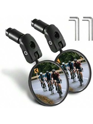 1只360度旋轉自行車後視鏡,亞克力鏡片,圓形,適用於山地自行車,帶有反光功能