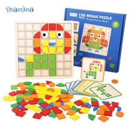 [Shamjina] Wooden Mosaic Activity Set Colorful Mosaic Tile Matching Activity Set Wooden Pattern Bloc