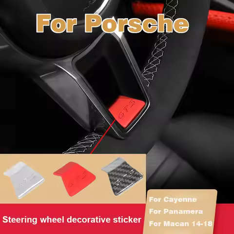 For Porsche Cayenne Macan Panamera 718 911 Car Emblem Badge Steering Wheel GTS Decoration Trim Stick