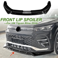 For Volkswagen Tiguan Rline 2024+ Front Lip Spoiler Front Bumper Shovel Modification Glossy Black Ca