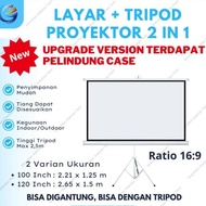 Screen Tripod Projektor 120" 16:9  265X 149m Layar Proyektor Pakekak