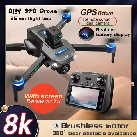 S159 Mini Drone GPS 8K Professional WIFI FPV Dron and 8K Camera 5G Picture Transmission with Screen 