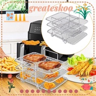 GREATESKOO Dehydrator Rack, Stainless Steel Multi-Layer Air Fryer Rack, High Quality Stackable Cooker Three-Layer Basket Kitchen Gadgets
