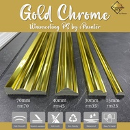 Gold Chrome Wainscoting PS (HARD) 2400mm BUKAN FOAM / KAYU / Wainscoting Korea PVC / 8 kaki / 8 feet Wainscoting Emas