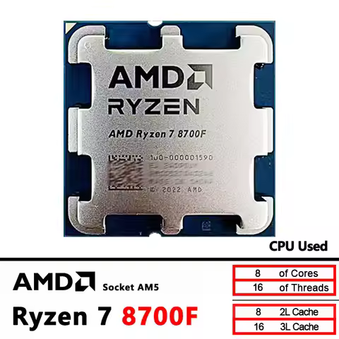 R7 8700F AMD Ryzen 7 8700F Used 8 Cores 16 Threads 5GHz processor AM5 Socket CPU