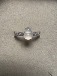 水沫玉伴莫桑石半銀葫蘆戒指 Shuimo Jade Ring,rings,Bracelet,bracelets, Earrings,earring,pendant,pendants,necklace,