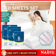 NARIO Travel Disposable Bed Sheets Set Hotel Pillow Cover Quilt Cover One Time Use Bedsheet Sarung B