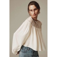 DPS Genuine Korean Dongdaemun Korea Daigou elborn Transparent Lace Pleated Chiffon Top coco m.moi