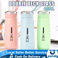 【In Stock】Cup Glass Bottle Tumbler Creative Leakproof Water Cup Stainless Aqua Flask 400ml