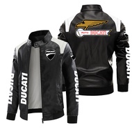 DUCATI Motorcycle Logo Leather Jacket Printed pu Jacket Men's Racing Jersey DUCATI Cycling Stand Col