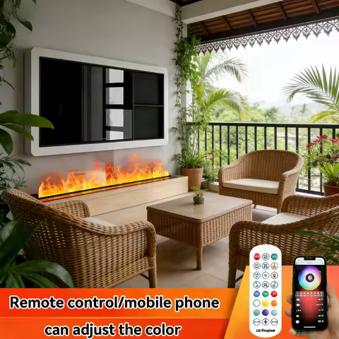 3D Water Electric Fireplace Mist Fireplace Embedded Realistic Mist Flame Remote Control APP Interior