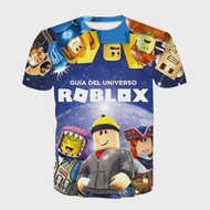 เสื้อยืดลายการ์ตูนเกม roblox สำหรับเด็ก, เสื้อยืดแขนสั้นแฟชั่นเรียบง่ายลำลองแนวสตรีทเสื้อผ้าฮาราจูกุ