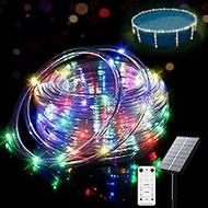 4 + 55.7ft Solar LED Pool Lights for Above Ground Pools – Waterproof 200 LEDs with Remote, 8 Color M