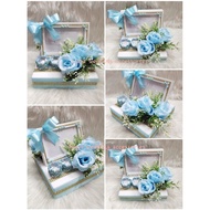 gubahan frame mas kahwin c/w 2 pc bekas cincin(baby blue)