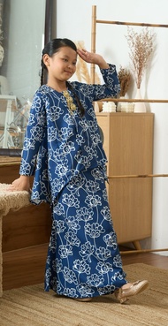 Muslimah Kurung Peplum Sedondon Baju Raya Budak Perempuan Navy Nude Sage Green