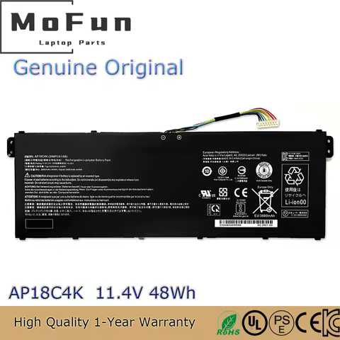 Genuine 48Wh AP18C4K Original Battery for ACER Aspire 3 A315-42-R25U R4BX R5P7 R6PT 5 A514-52 A514-5
