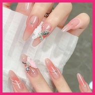 Thai Shop False Nails [DD270]Fashion French Style Flash Drill