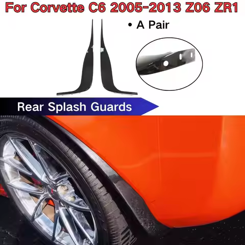 For 2005-2013 Corvette C6 ZR1/Z06 Rear Mud Flaps Guards Splash Guards Glossy Black Carbon Fiber Prin