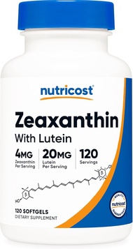 Viên uống bổ mắt Nutricost Zeaxanthin with Lutein 20mg 120 Softgels giảm khô mỏi mắt chống ánh sáng