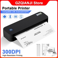 Portable Printer A4 Wireless Bluetooth Thermal Printer Mini Inkless Mobile Printer 300DPI