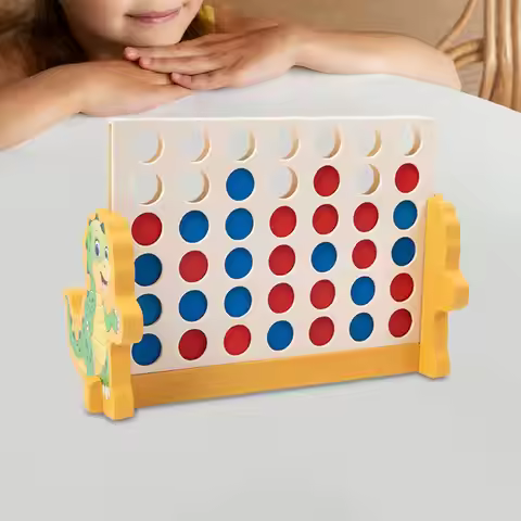 Wooden 4 in A Row Game Fine Motor Skills Fun for Boys Girls Educational Toys
