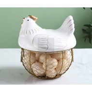 ♞,♘,♙NN Ceramic Stainless Steel Mesh Wire Chicken Egg Basket Holder Kitchen Storage Organizer