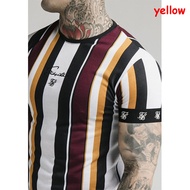 2022 New Short Sleeve T-shirt Men Stripe Print Around Neck Shirt Casual Tees Fashion Tees 6-color XXS~6XL
