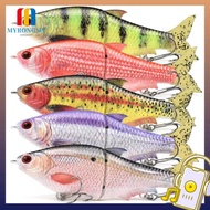MYRONGMY Fishing Lure, Soft Pvc Tail Metal Jointed Glide Bait, Life Like Hand Carved Fish Scales Viv