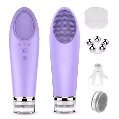 Multifunction Warm Facial 4 in 1Cleaning Brush Electric Face Washing Instrument 56℃ Face Massager Ey