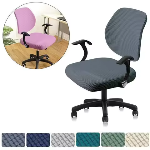 1 Set(Back Cover + Seat Cover)Split Office Computer Chair Cover Universal Office Anti-dust Removable