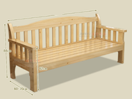 160x70x35cm long brown coklat wooden triple Seat 3 Seater Durable Sofa Furniture three Perabot Livin