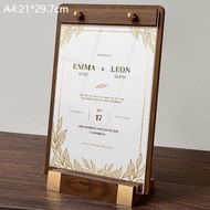 A4/A5 Menu Holder Kayu Menu Stand Display Menu Stand Menu Wood Sign Holder
